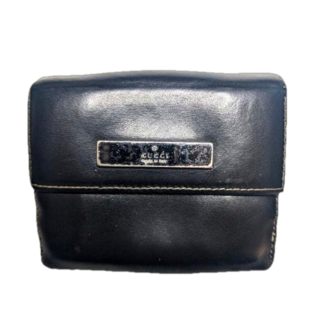 Gucci Vintage Black Leather Bifold Wallet